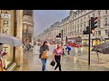 Central London In HEAVY RAIN Showers 🌧🌧London Summer Walk- August 2021[4k HDR]