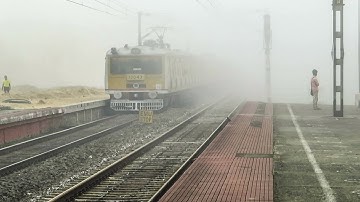 Howrah - Bardhaman EMU Local Train Disappearing into the Mist with Parallel Crossing