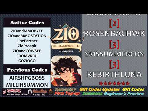 5th New Gift Code Update Zio and Magic Scrolls
