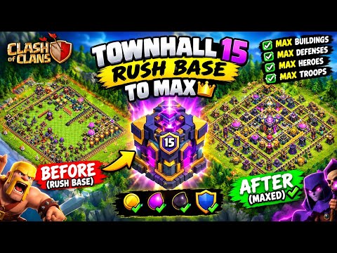 Making my townhall 15 rushbase to max base😮‍💨 can I do this ? 🏆🤐  (part-1) 