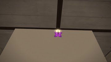 FFXIV floating tabletop items against a stage panel from storage