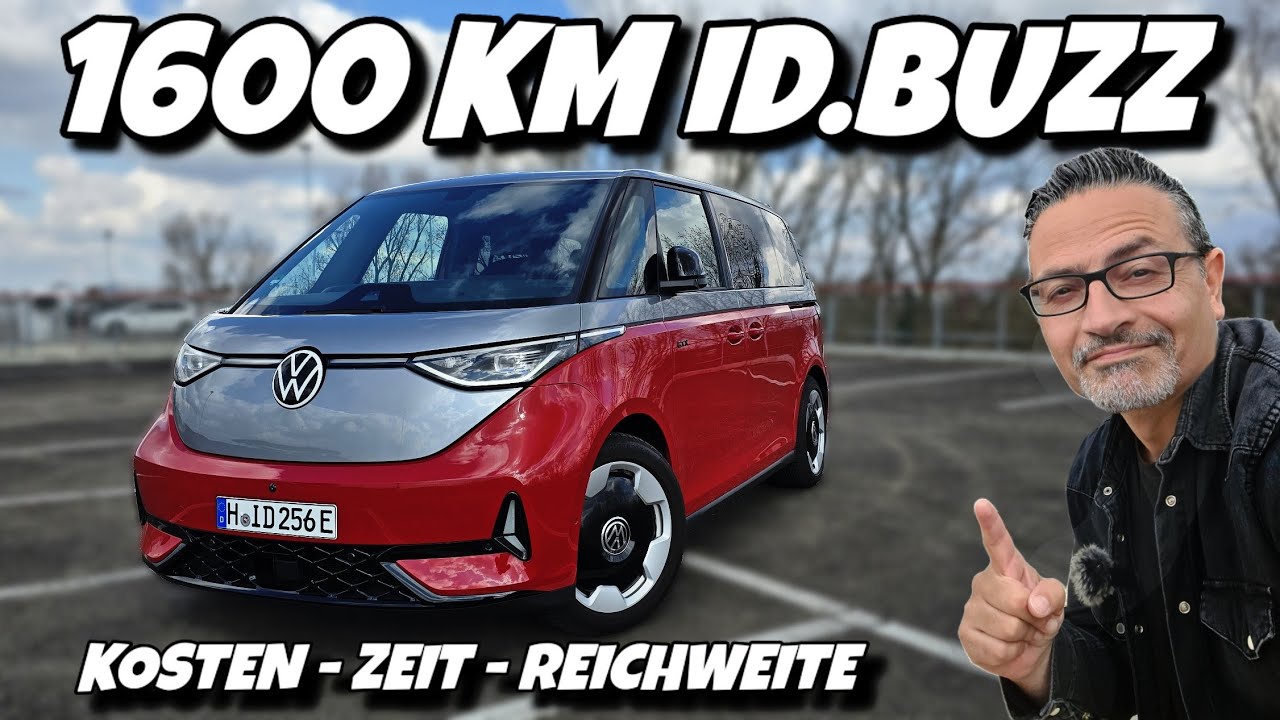 Langstrecke im VW ID.Buzz GTX. Ladekosten & Autobahnreichweite im Elektro Buss 