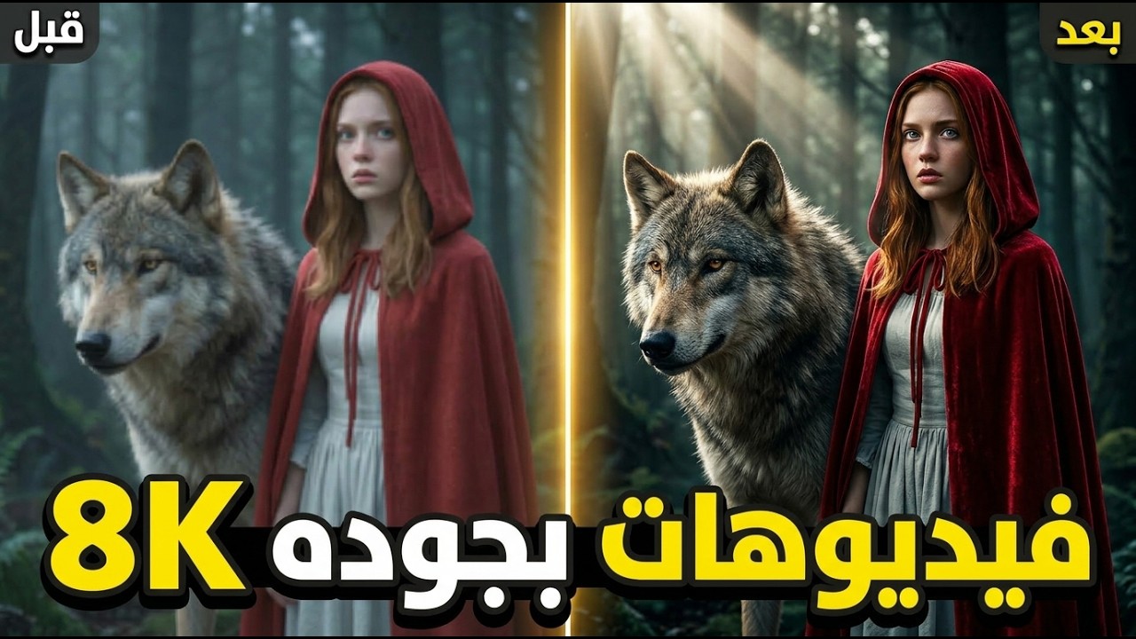 رفع جودة الفيديو الي 8k - تحسين جودة الفيديو بالذكاء الاصطناعي - بضغطة زر