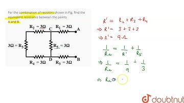 For the combination of resistors shown in Fig.find the equivalent resistance between the points ...