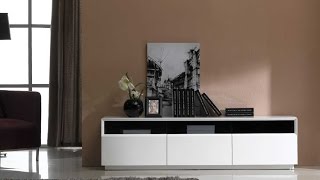 Coaster Contemporary Cappuccino TV Console for TVs up to 46″ TV023 TV Stand, White High Gloss by J&M Furniture