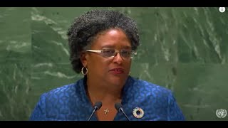 Prime Minister Mia Mottley quoting Rocky Dawuni Lyrics at United Nations General Assembly 2023