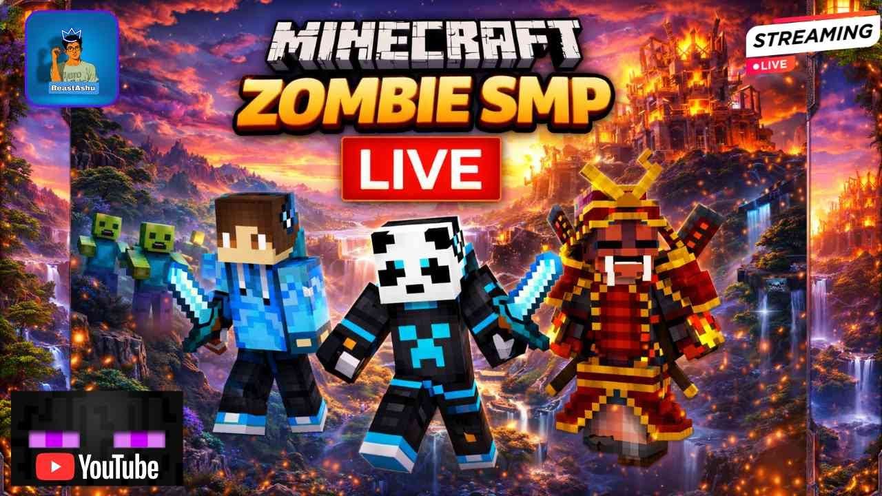 ZOMBIE SMP LIVE 🔴 | Survival With Friends in Minecraft Bedrock | Beast Ashu YT