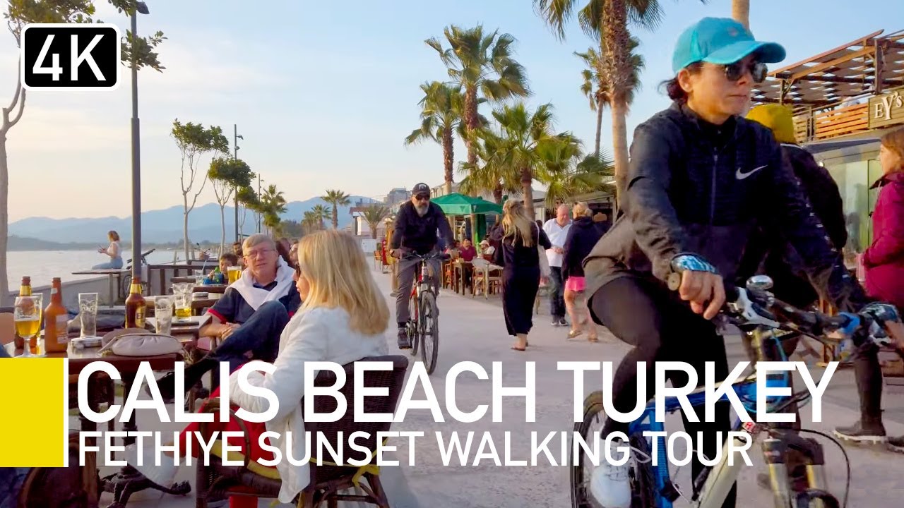 Fethiye, Turkey | Çaliş Beach Walking Tour at Sunset - 4K 60fps