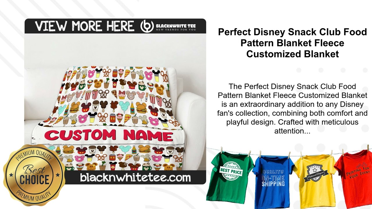 Perfect Disney Snack Club Food Pattern Blanket Fleece Customized Blanket
