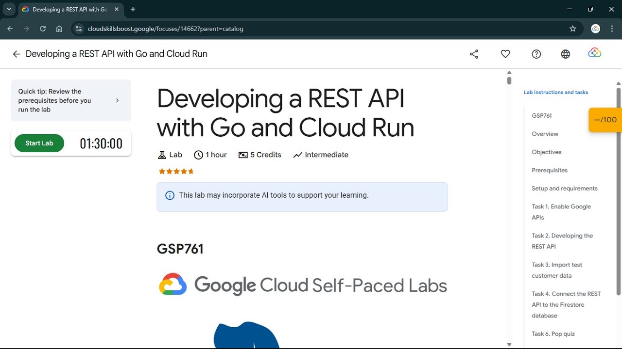 Developing a REST API with Go and Cloud Run | #qwiklabs | #GSP761 #CLI ...