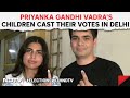 Priyanka Gandhi Children | Priyanka Gandhi Vadra&#39;s Children Vote In Delhi
