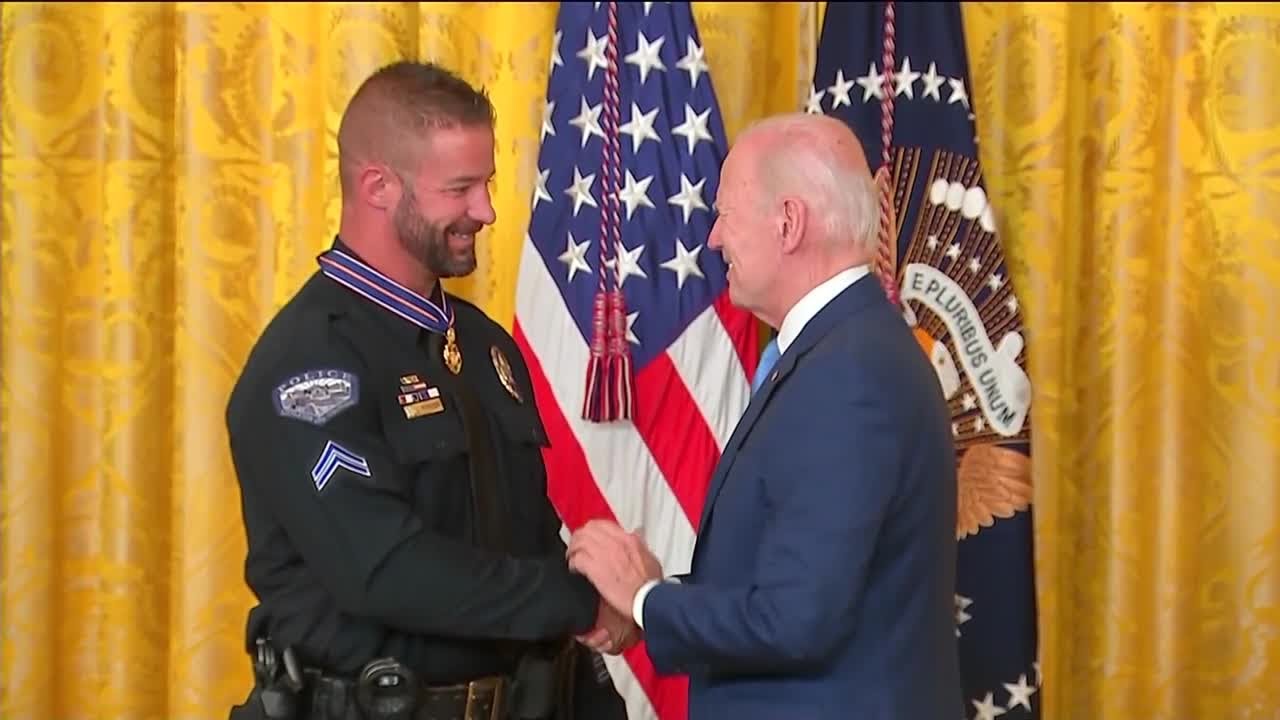 Littleton PD corporal receives Medal of Valor - YouTube