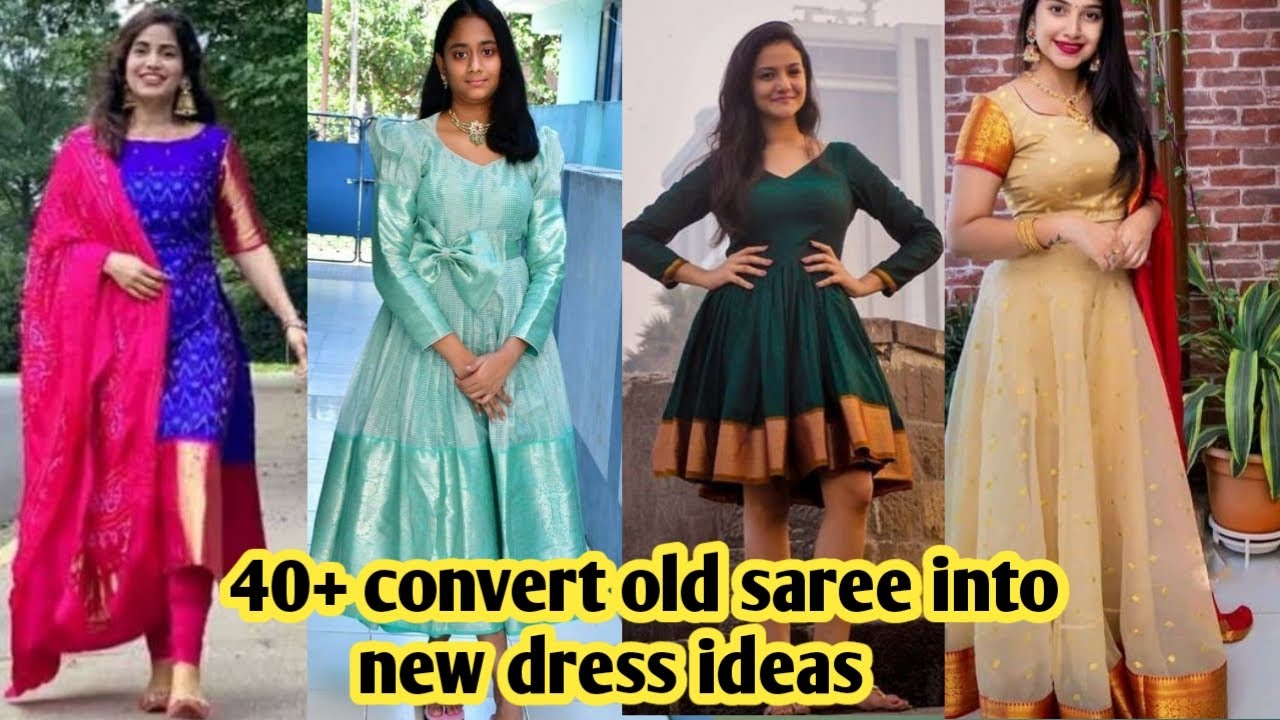 Gowns and dress ideas from old sarees - Simple Craft Idea