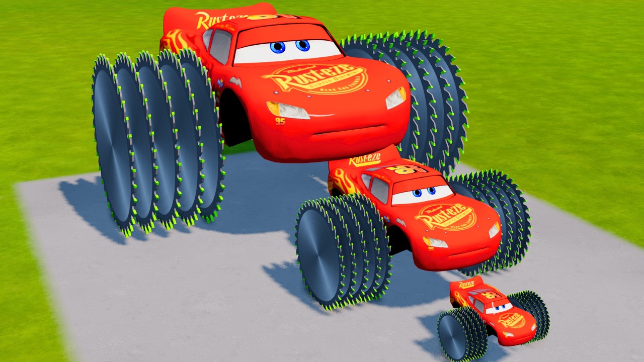 Big & Small McQueen Saw VS Train | BeamNG.drive