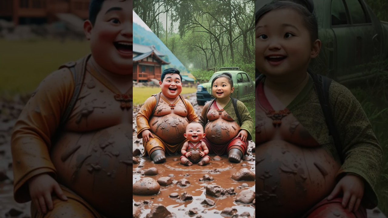 ❤️Evolution of Baby:Sumo family with police  on road in mud MEOW GANG✅