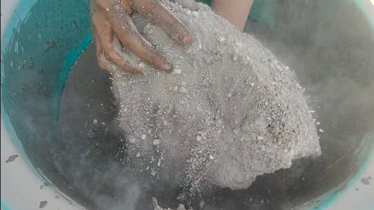 Huge chunks of reused cement with white stones crumbling in water ‎@AS ASMR 