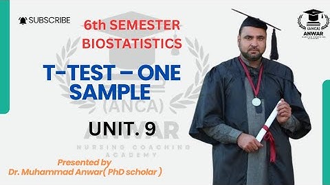 BSN KMU 6TH SEMESTER BIOSTATISTICS UNIT 9 T-TEST-ONE SAMPLE