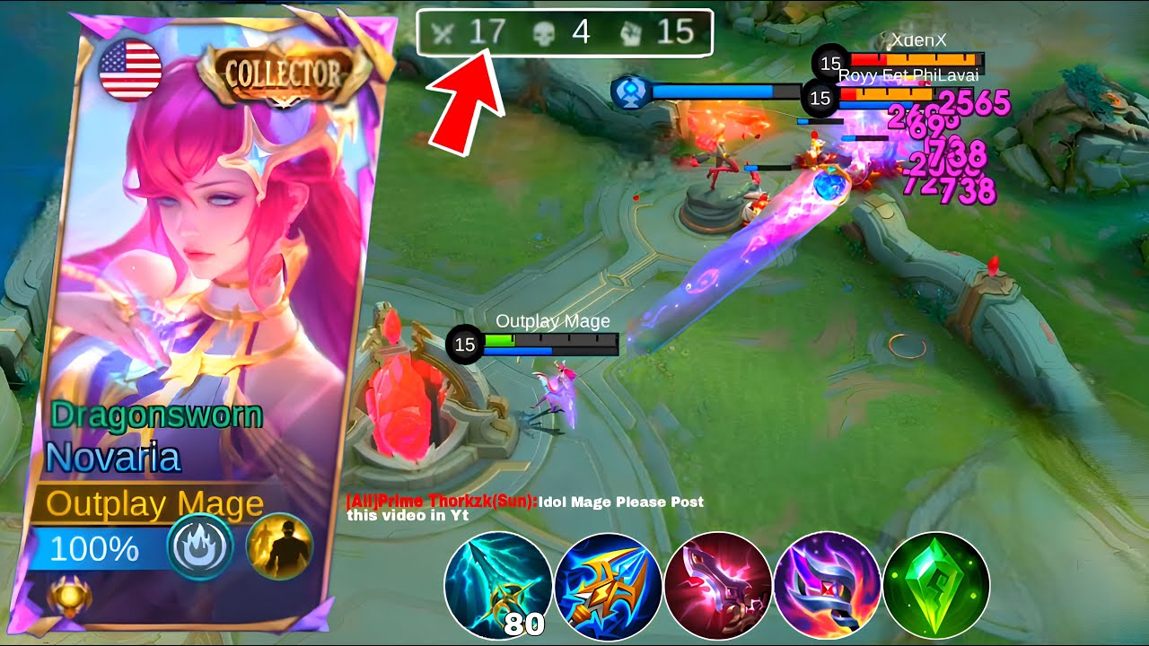 Новария против Сан Фан на YouTube! Сборка Новарии с высоким уроном и эмблема 2025 | Mobile Legends