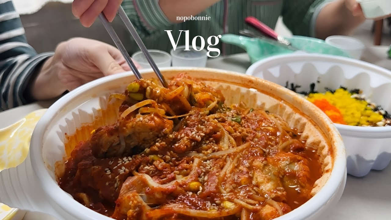 [VLOG] 흔한 2인 가구가 잘 사는 법 (먹방이 10할) ㅣ집카레,bhc콰삭킹,양배추파스타,편의점족발,전기구이통닭,해장국집,김치찌개,정정아식당,또띠아피자,두부구이,아구찜