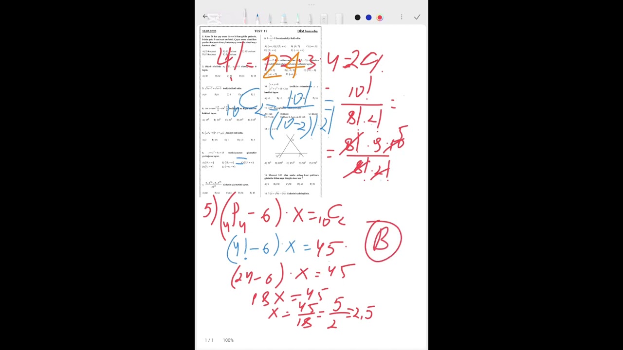10.07.2020 Buraxılış imtahanı Riyaziyyat sualları.