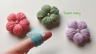 Amazing Flower Making Idea Using Finger - Hand Embroidery Design Trick - DIY Woolen Flowers screenshot 5