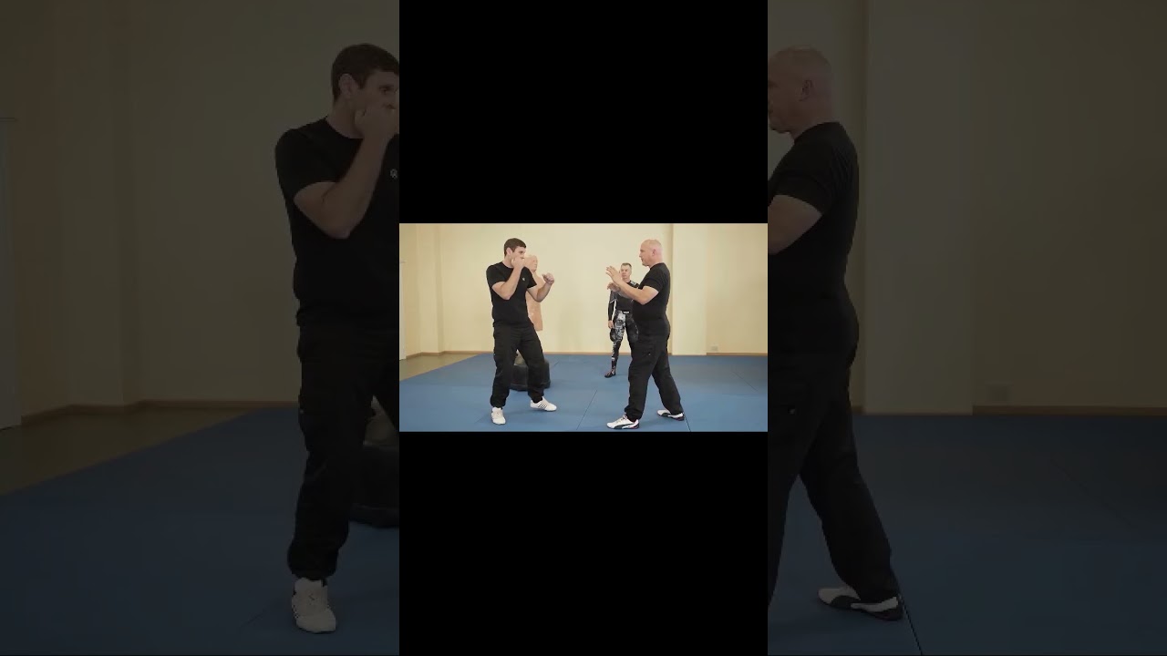 Защита ладонями и удар кулаком сверху