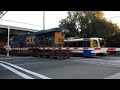 BNSF Manifest Train With CSX Locomotive Meets SACRT 217 and 239 at W Street Railroad Crossing