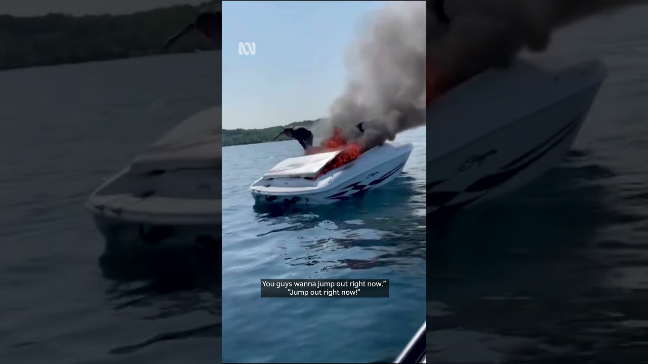 Couple saved from burning boat