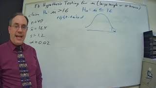 8b Part 2 Hypothesis Testing for Mu large sample Rejection Regions
