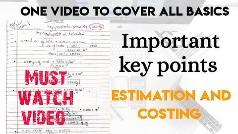 estimation and costing in civil engineering |  important key points| basics of estimation | lecture1