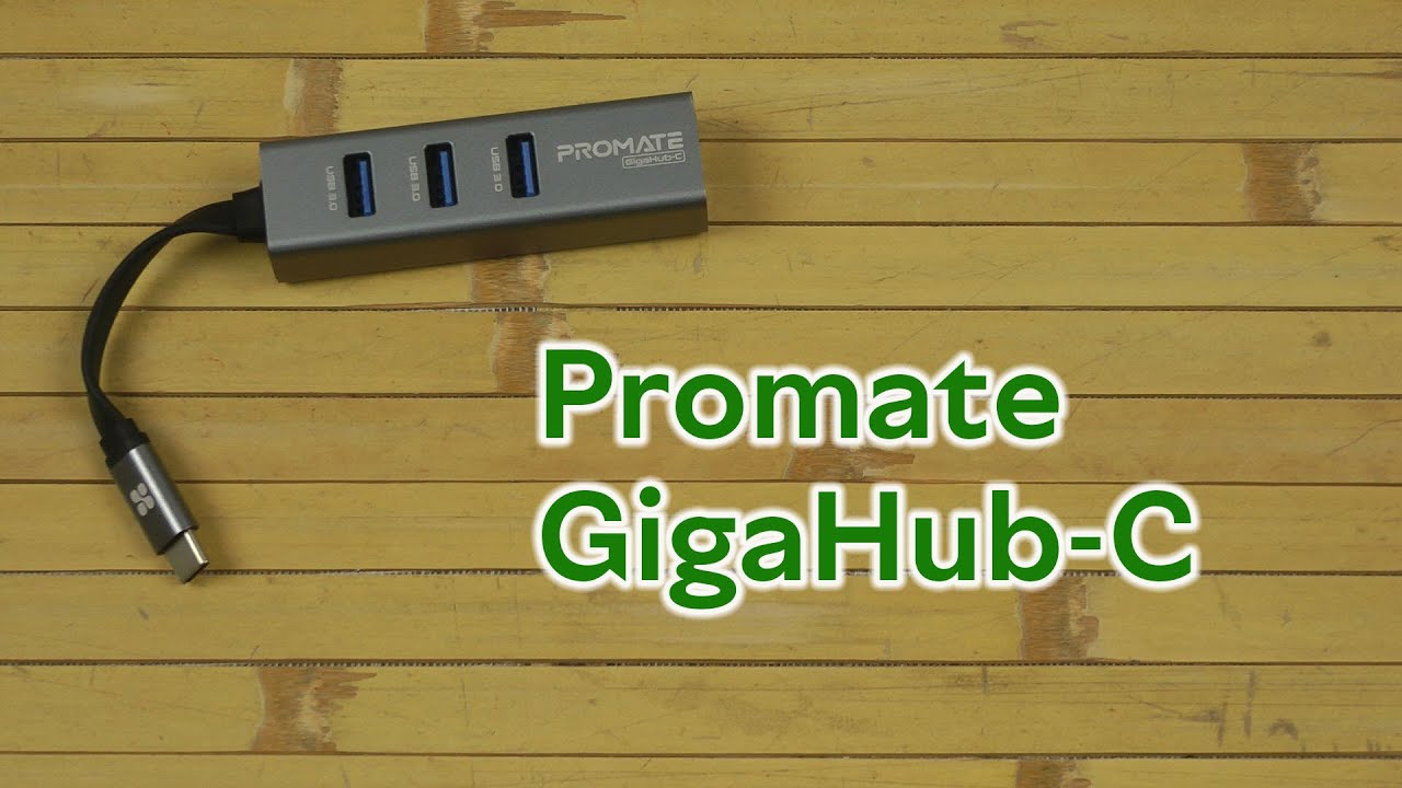 Promate Usb-C Hub With 3 Usb 3.0 Ports 1000mbps Lan Port Adapter.
