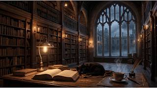 Studying Alone in a Rainy Oxford Library • Dark Academia Deep Focus Music (3 Hours)