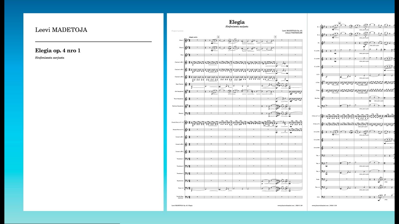 Leevi Madetoja: Elegia (Elegy) (soit./instr. Juhani Valtasalmi)