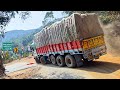 HORRIBLE Ghat : Don&#39;t To &quot;DARE&quot; With Overload At This Risky Turn | Lorry Videos | Trucks In Mud