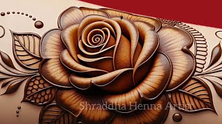 Very Easy Arabic Rose Flower 3D Tattoo Mehndi Design. Easy And Beautiful Henna Design For Beginners