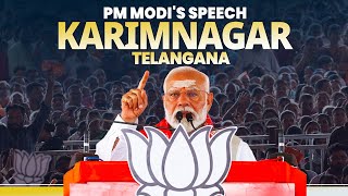 PM Modi addresses a public meeting in Karimnagar, Telangana