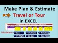 Excel template for estimation of travel budget | Travel cost calculator | Trip cost calculator