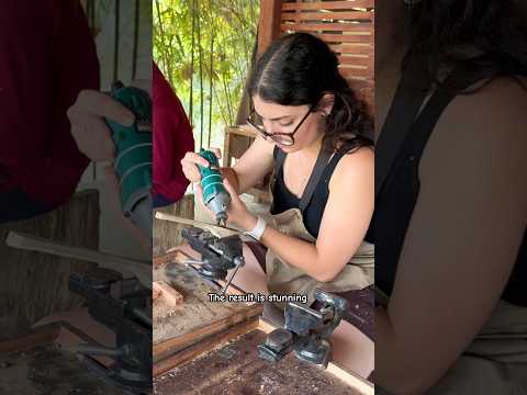 She carved a wooden spoon for her first workshop in Hoi An #woodart  #hoianoldtown #vietnamtravel