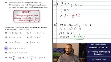 Big Ideas Math [IM1]: 2.1 - Writing and Graphing Inequalities (Lecture & Problem Set)