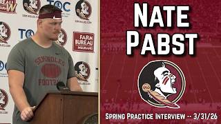 Nate Pabst Spring Practice Interview 3-31-26 | FSU Football | Florida State Football | Warchant TV