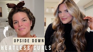 UPSIDE DOWN HEATLESS CURLS / NO HEAT / BOUNCY CURLS OVERNIGHT | Casey Holmes