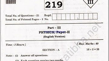 AP INTER 2ND YEAR PHYSICS QUESTION PAPER 2023। AP INTER PHYSICS IMPORTANT QUESTIONS #physics