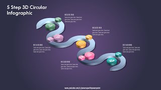 51.Create 5 Step 3D Circular Infographic|Powerpoint Infographics|Graphic design|Free Template