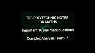TRB POLYTECHNIC NOTES FOR MATHS : One mark questions