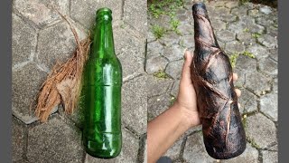 Bottle Art Using Coconut Fibre Wealth Out Of Waste Bottle Art Shynus World