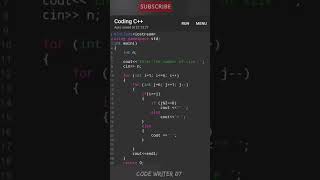 c++pattern program tutorial video |#shorts #shortvideo #codewriter07
