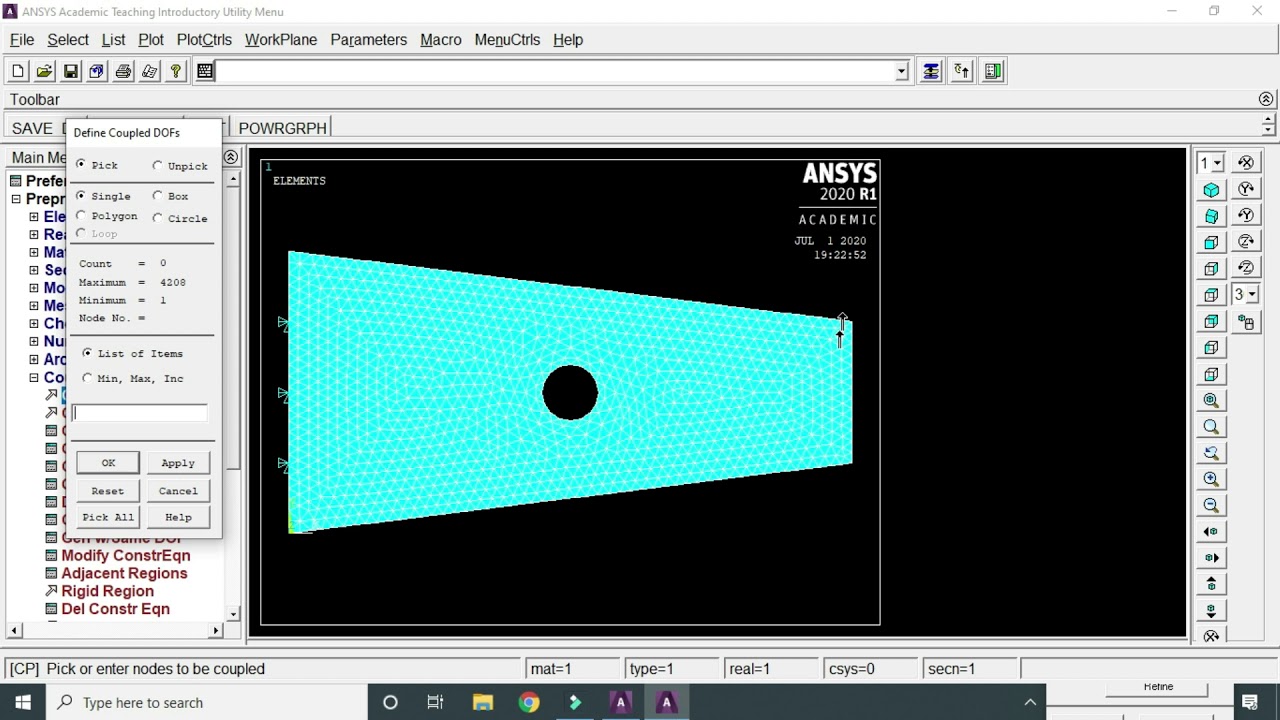 STRESS ANALYSIS ON A TAPERED PLATE WITH CENTER HOLE - YouTube