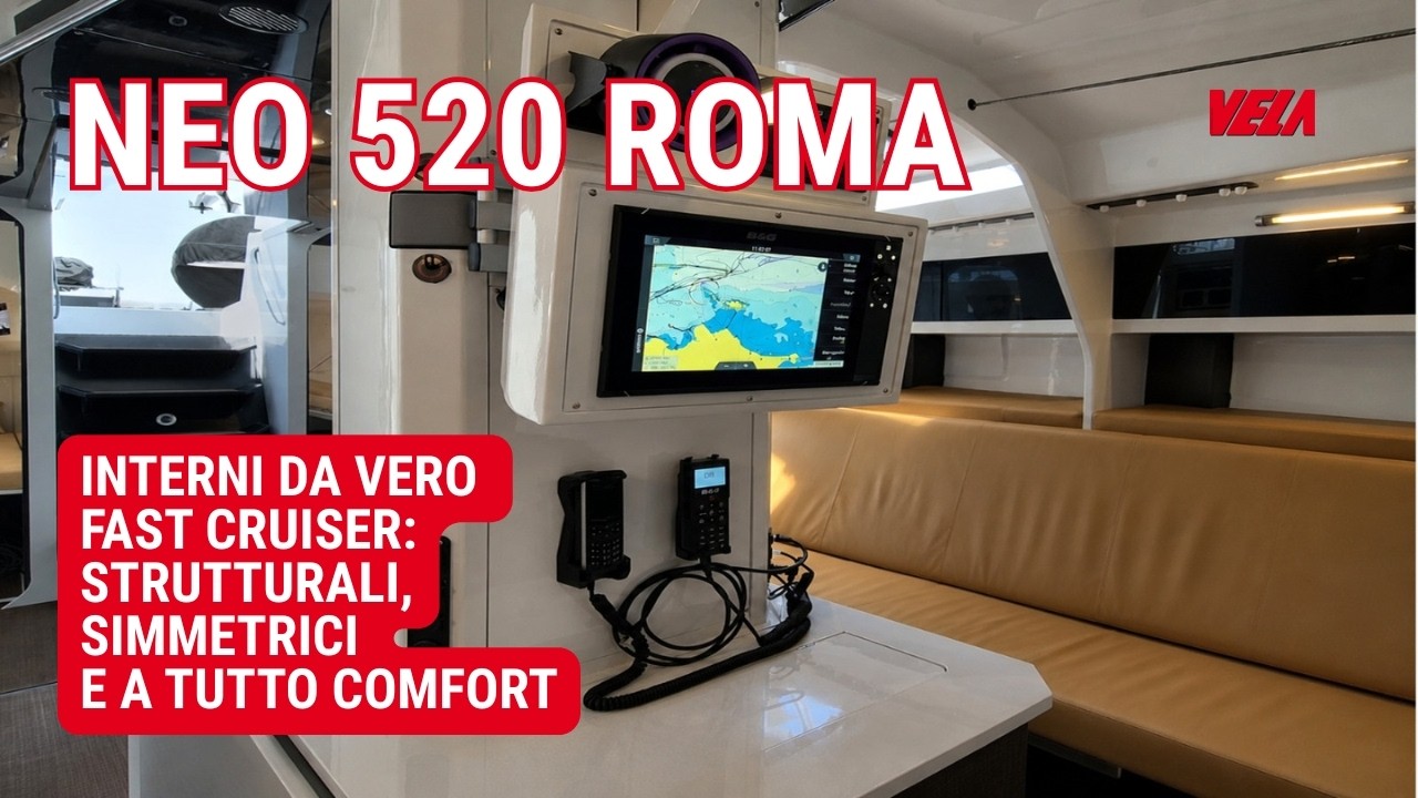 ⁣NEO 520 ROMA: INTERNI DA FAST CRUISER: STRUTTURALI, SIMMETRICI E A TUTTO COMFORT