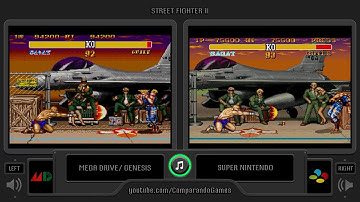 Street Fighter II Turbo (Sega Genesis vs SNES) Side by Side Comparison