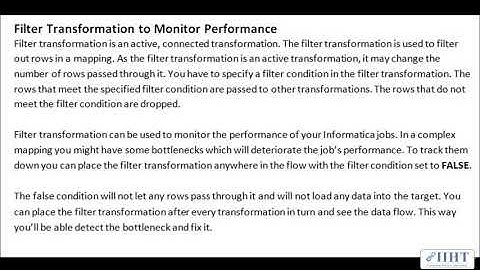 062 Filter Transformation To Monitor Performance Concept